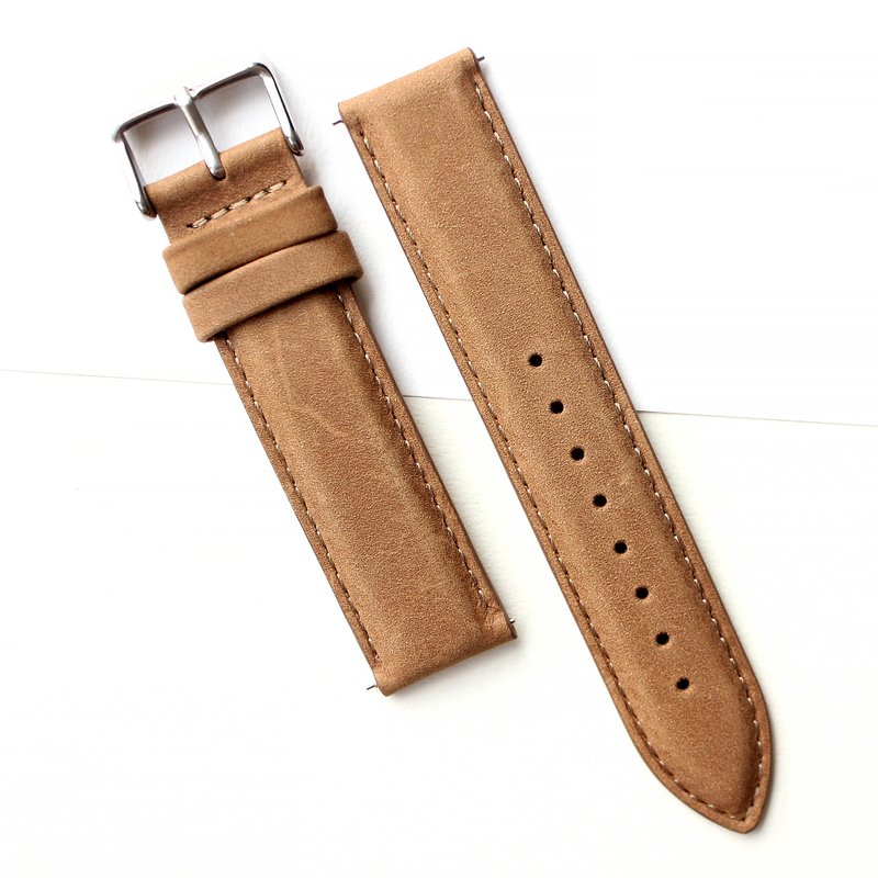 【PICONO】Quick release brown leather strap - Men's & Unisex Watches - Genuine Leather Brown