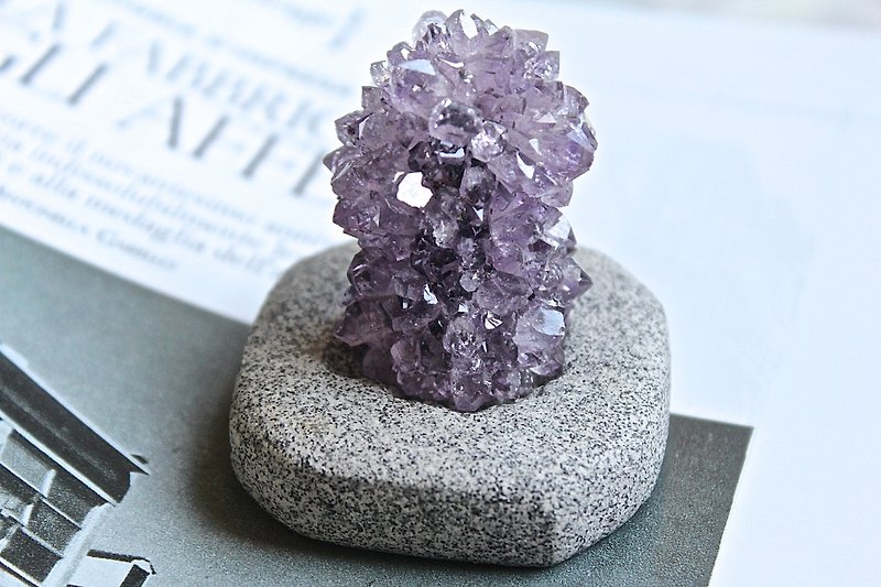 Stone cactus type plant SHIZAI ▲ Brazilian amethyst ore (with stand) ▲ - Items for Display - Paper Purple