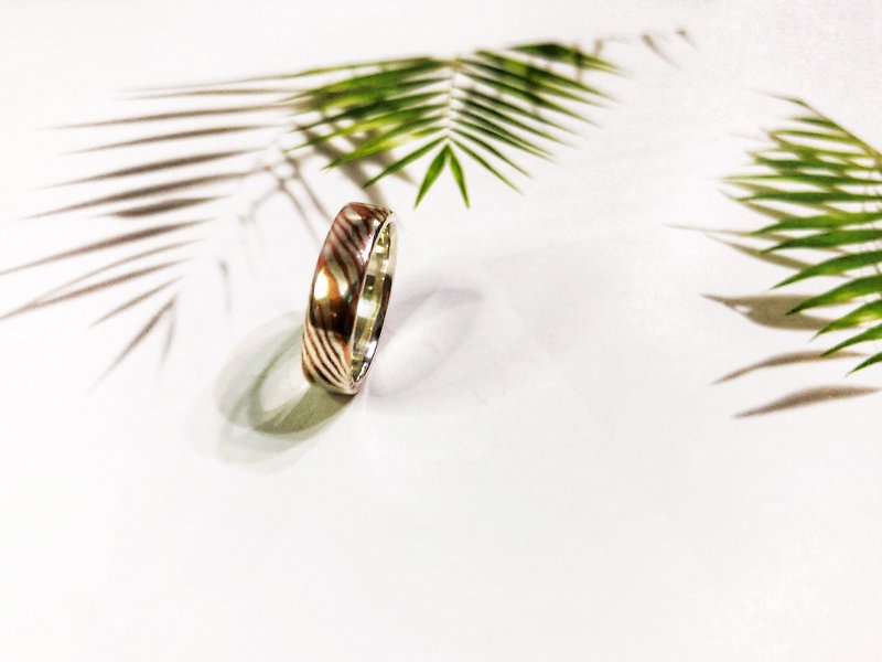 //Contour lines//Wood mesh gold seamless ring - General Rings - Precious Metals Multicolor