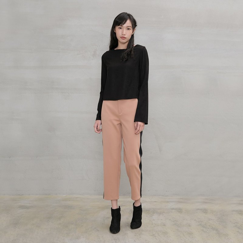 知性優雅撞色修身褲  Intellectual Lady Contrast Trouser P158 - 女長褲 - 聚酯纖維 粉紅色