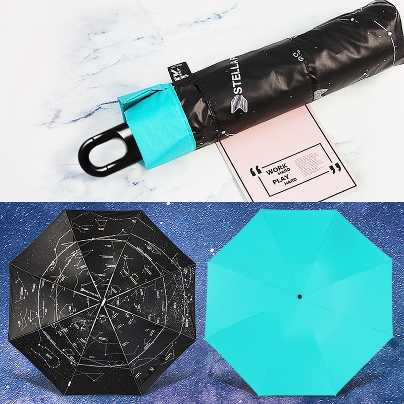 TDN starry sky increases cooling and closes the umbrella in seconds, automatically closes the umbrella, lightweight large umbrella, closes in seconds with one click (Tiffin Blue) - ร่ม - วัสดุกันนำ้ สีน้ำเงิน