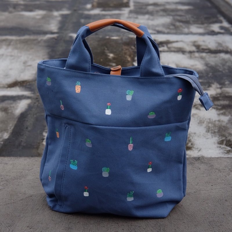Cactus Backpack - 後背包/背包/書包 - 其他材質 藍色