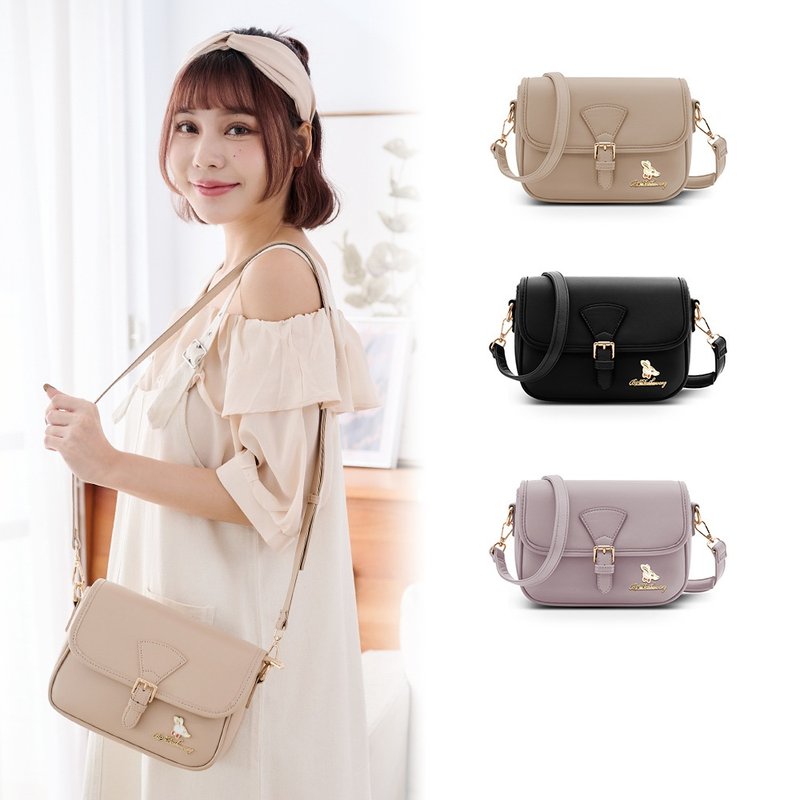 [Date Essentials] Afternoon Tea - Simple Flip Crossbody Saddle Bag - Three colors in total - Messenger Bags & Sling Bags - Faux Leather Multicolor