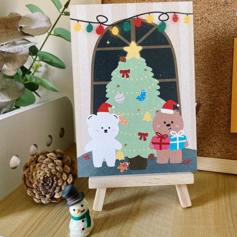 _smallthings illustrated Christmas card set - comes with transparent Christmas stickers - การ์ด/โปสการ์ด - กระดาษ หลากหลายสี