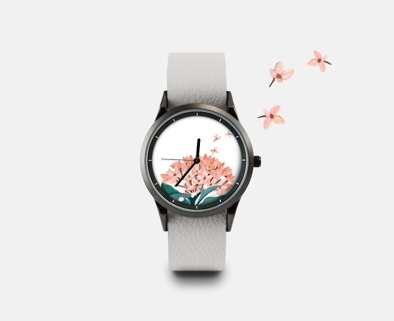 【Illustration Watch】Flowers#1 - Women's Watches - Other Metals Pink