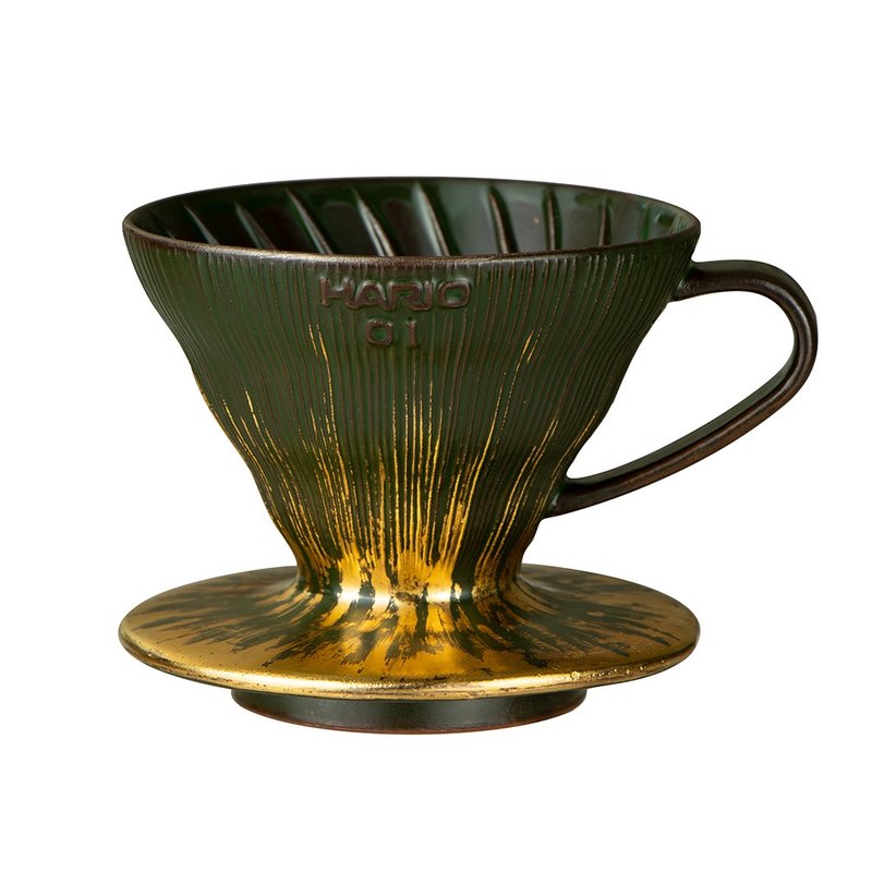 【HARIO】V60 Huairu Tassel 01 Gold Filter Cup/VDCK-01-RSG - เครื่องทำกาแฟ - ดินเผา สีเขียว