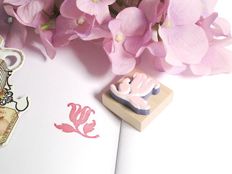 Apu手工章 优雅歐風装饰花卉印章 手帳印章 - 印章/印台 - 橡膠 