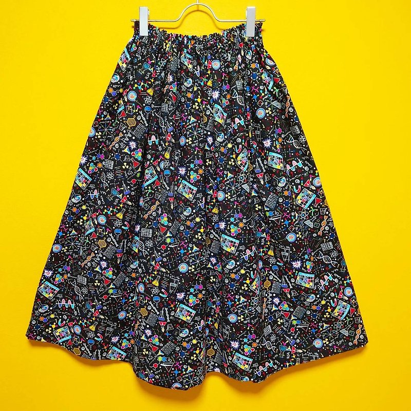 [Made-to-order] PSYENCE BLACK skirt / Free size / USA fabric / Made in Japan - Skirts - Cotton & Hemp Black