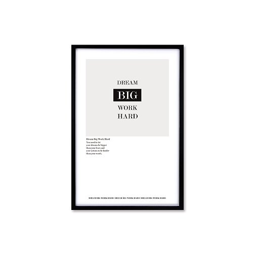 iINDOORS英倫家居 北歐風裝飾畫相框 Dream Big Work Hard 雜誌款 黑色框 63x43cm