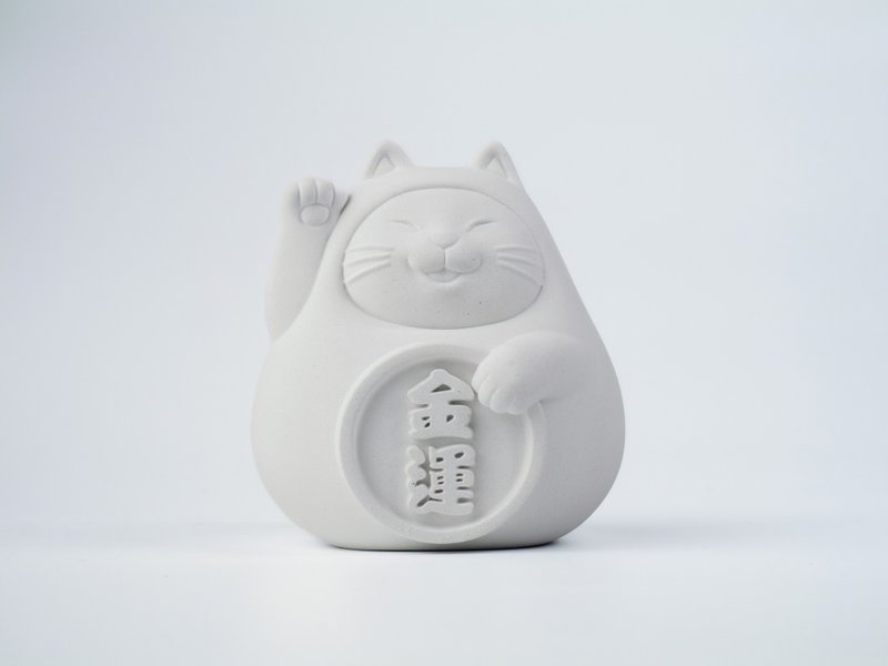 [Wealth is coming] Fat Lucky Cat (Large) Pure White - Fragrances - Cement White