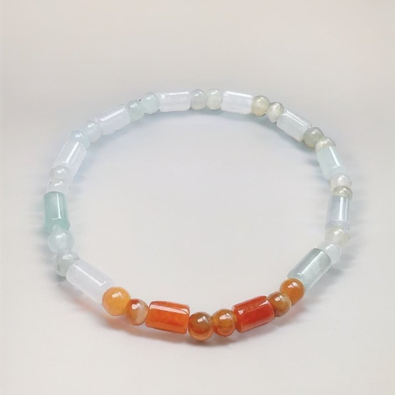 Ice jade bracelet | Natural Burmese jade A grade jade | Gift | Small hand circumference - Bracelets - Jade Multicolor