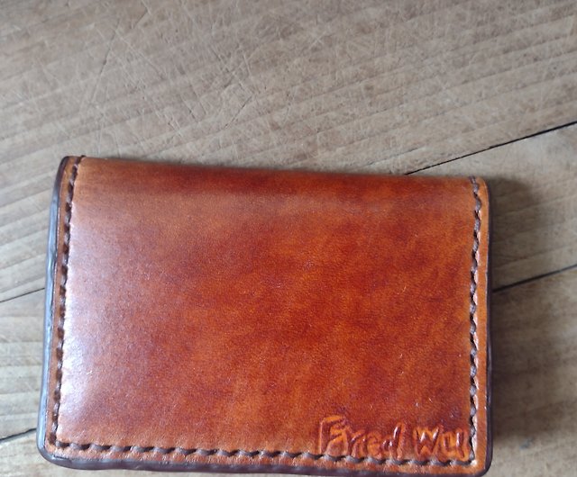 Personalized Leather Vertical Wallet Gift / Brown Leather Card 