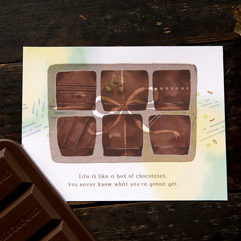 Life chocolates Temperature Sense Post Card - by Hank - Cards & Postcards - Paper Brown
