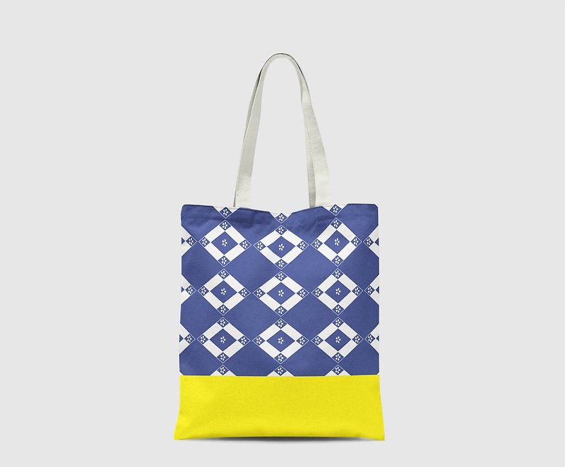 Japanese Two tone color mandala Pattern Tote Bag hand bag - Handbags & Totes - Other Materials Multicolor