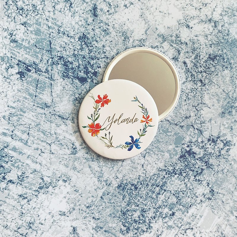 Mstandforc Pocket Mirror with bag | Florals with gold foil service