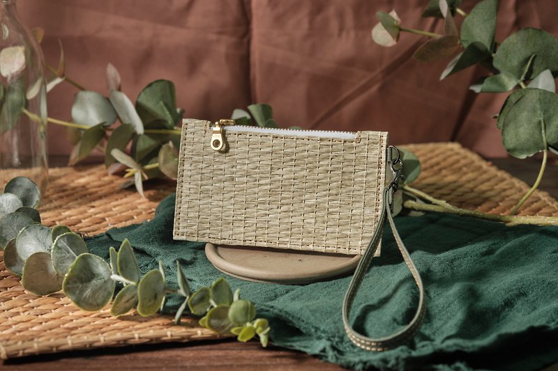 [Environmental protection and sustainability] Woven paper series paper coin purse leather paper environmentally friendly washed kraft paper sustainable - Coin Purses - Paper Khaki
