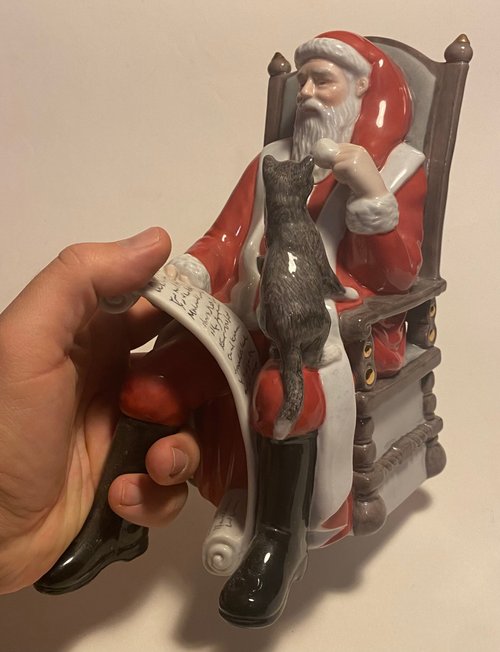 ロイヤルコペンハーゲン（デンマーク）の猫を連れたサンタクロース