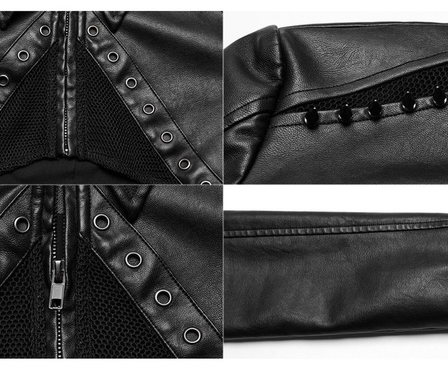 Punk Templar Leather Short Jacket - Black/ Brown - Shop PUNK