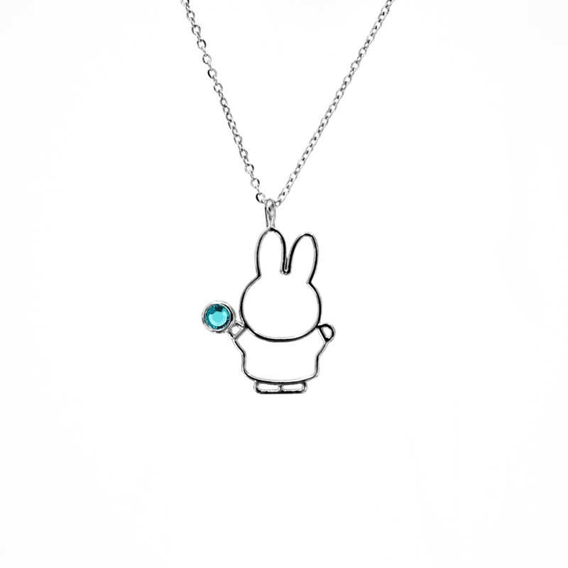 【Pinkoi x miffy】Miffy Blue Zircon Crystal Necklace | December Birthstone - สร้อยคอ - คริสตัล สีน้ำเงิน