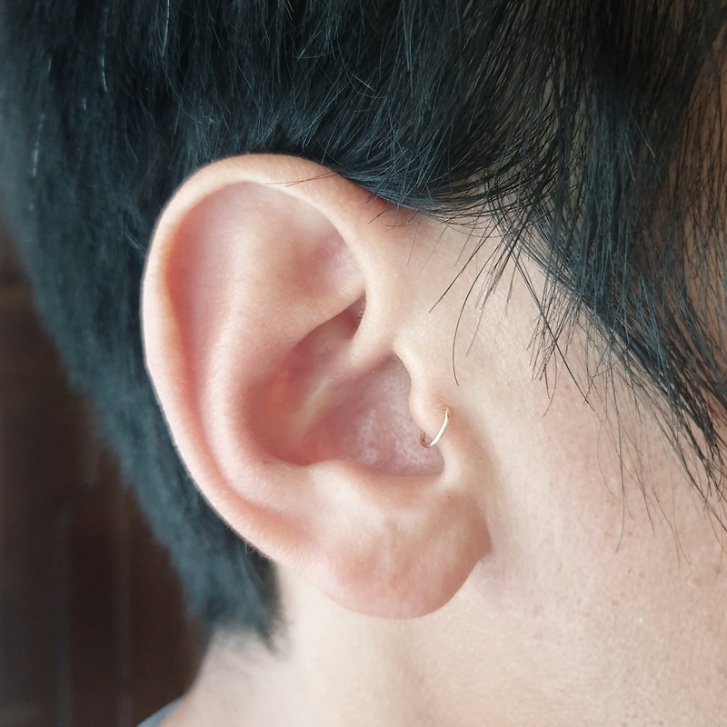 Sterling Silver Earrings & Clip-ons Gold - Tragus Piercing Tiny Thin Hoop Earrings, Cartilage, 24 Gauge