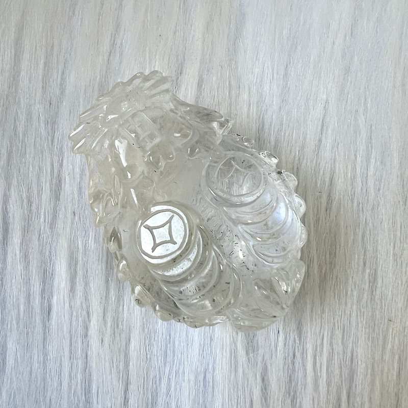 White crystal dragon turtle carrying money | crystal | crystal dragon turtle | crystal ornaments - ของวางตกแต่ง - คริสตัล สีใส