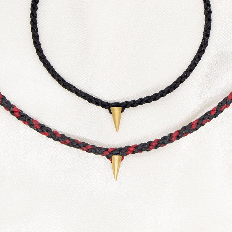 A little bit of personality six-strand kumihimo Bronze conical silk Wax thread bracelet - สร้อยข้อมือ - ทองแดงทองเหลือง หลากหลายสี