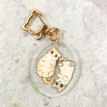 GF猫型透明キーホルダー 5個セット 各種1個入 キーホルダー 猫 チャーム かわいい 小さい