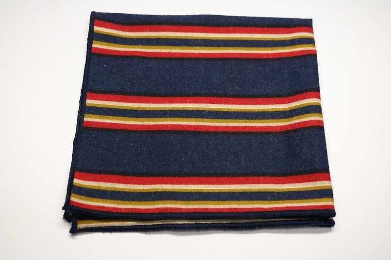 Stripe cotton linen pocket towel suit handkerchief silk scarf / Empire glory ser - Handkerchiefs & Pocket Squares - Cotton & Hemp Multicolor