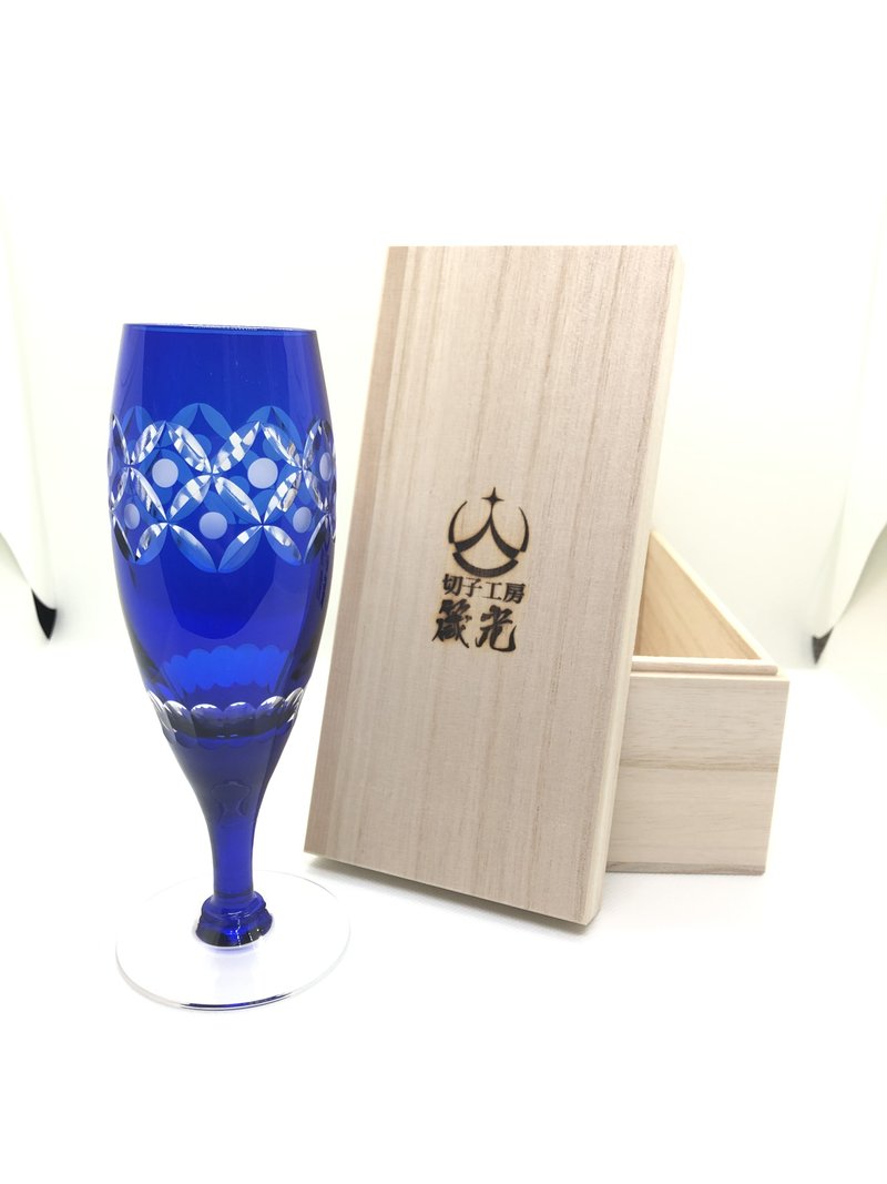 玉七宝フルートシャンパングラス - 酒杯/酒器 - 玻璃 藍色