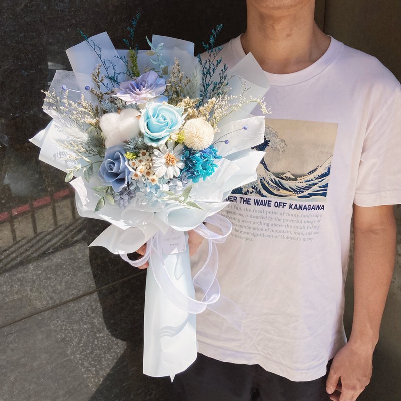浪漫粉永生玫瑰花束 可客製/母親節/紀念禮/生日禮物/結婚登 - 乾燥花/永生花 - 植物．花 粉紅色