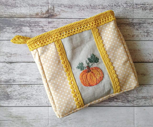 Cosmetic bag Toiletry Storage Cottagecore bag with pumpkin