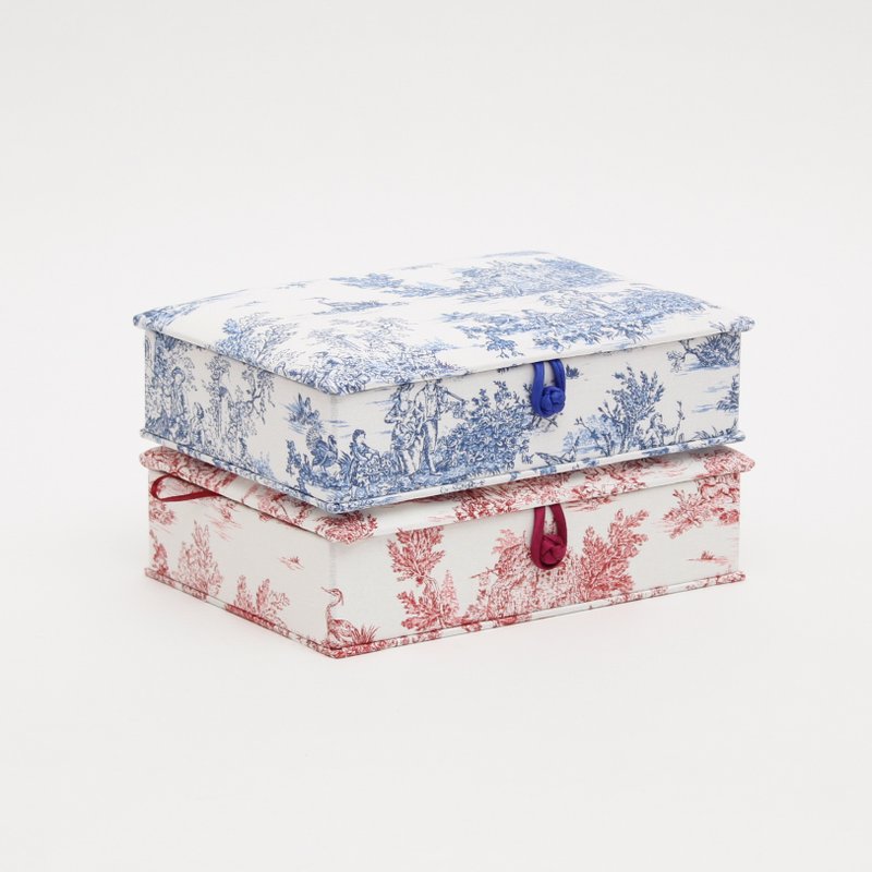 Toile de Jouy Sewing Kit S Storage Box - กล่องเก็บของ - ผ้าฝ้าย/ผ้าลินิน หลากหลายสี