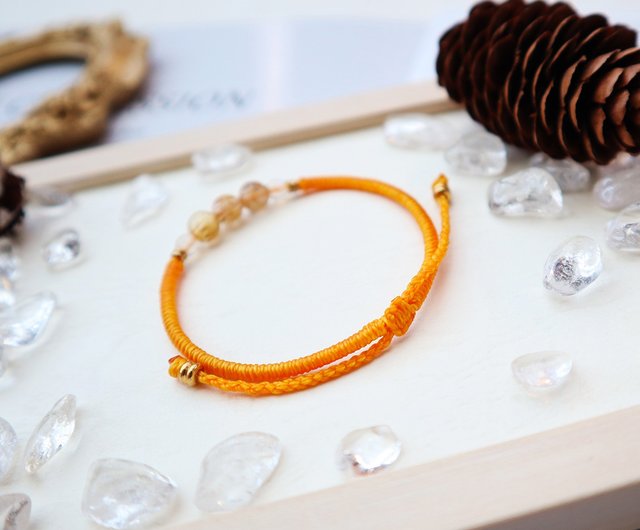 Weaving Bronze Crystal_Fortune│Brass Natural Stone Crystal Wax Wire Bracelet  - Shop Good Thing Lab Bracelets - Pinkoi