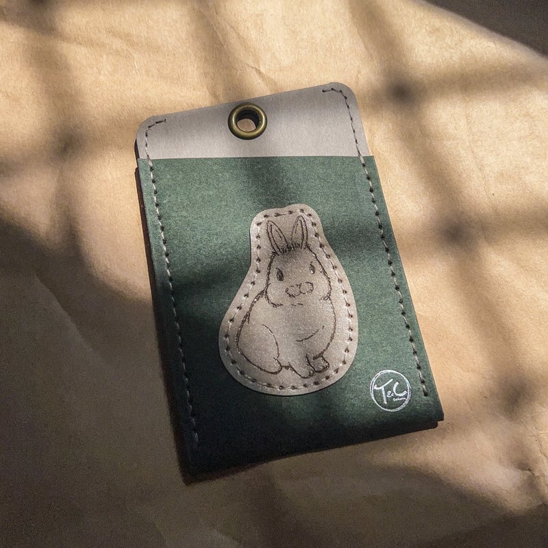 Textured ID holder Youyou card holder-Rabbit - ID & Badge Holders - Paper Green