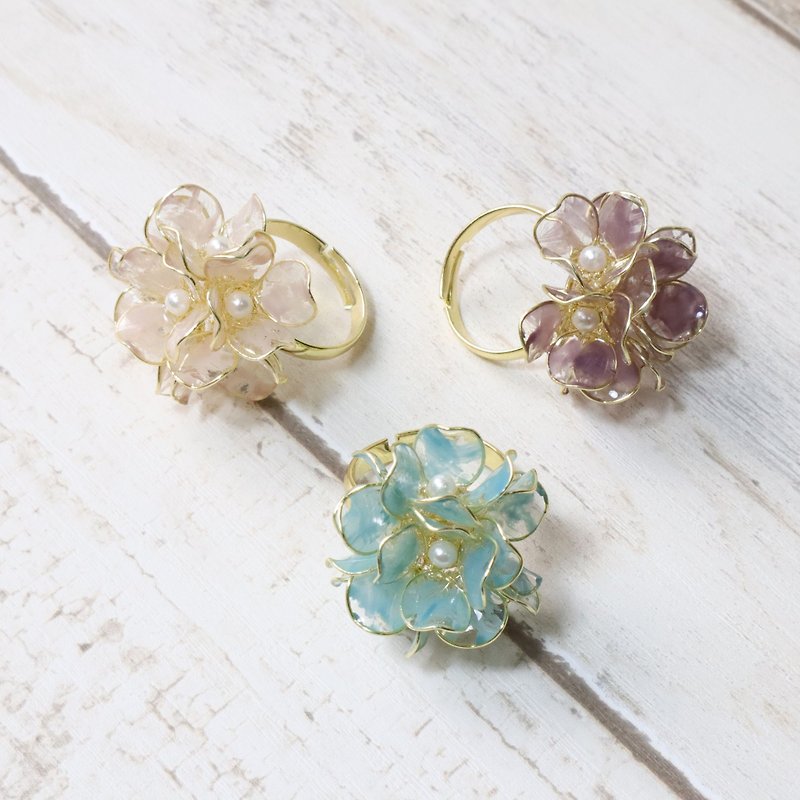 Small flower ball resin ring UV glue / open ring / Tanabata - แหวนทั่วไป - เรซิน หลากหลายสี
