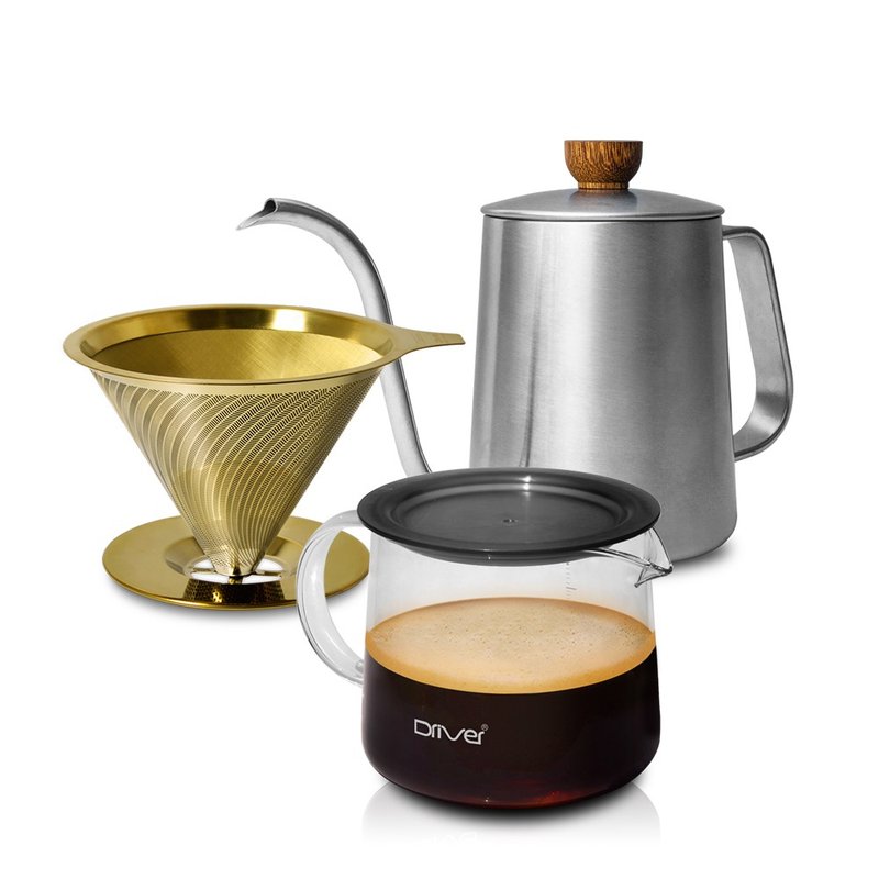 Driver Beginner's Hand Brewed Coffee Set-1 - Coffee Pots & Accessories - Stainless Steel White