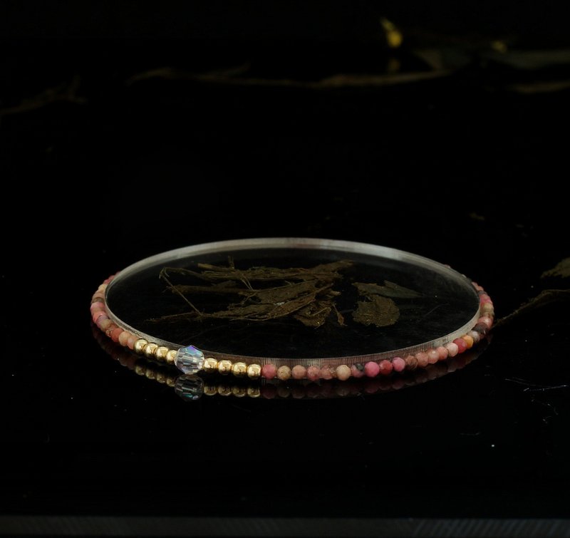 Superfine1/20 14K Gold Filled Black Rhodochrosite Crystal Bracelet - สร้อยข้อมือ - เครื่องเพชรพลอย 