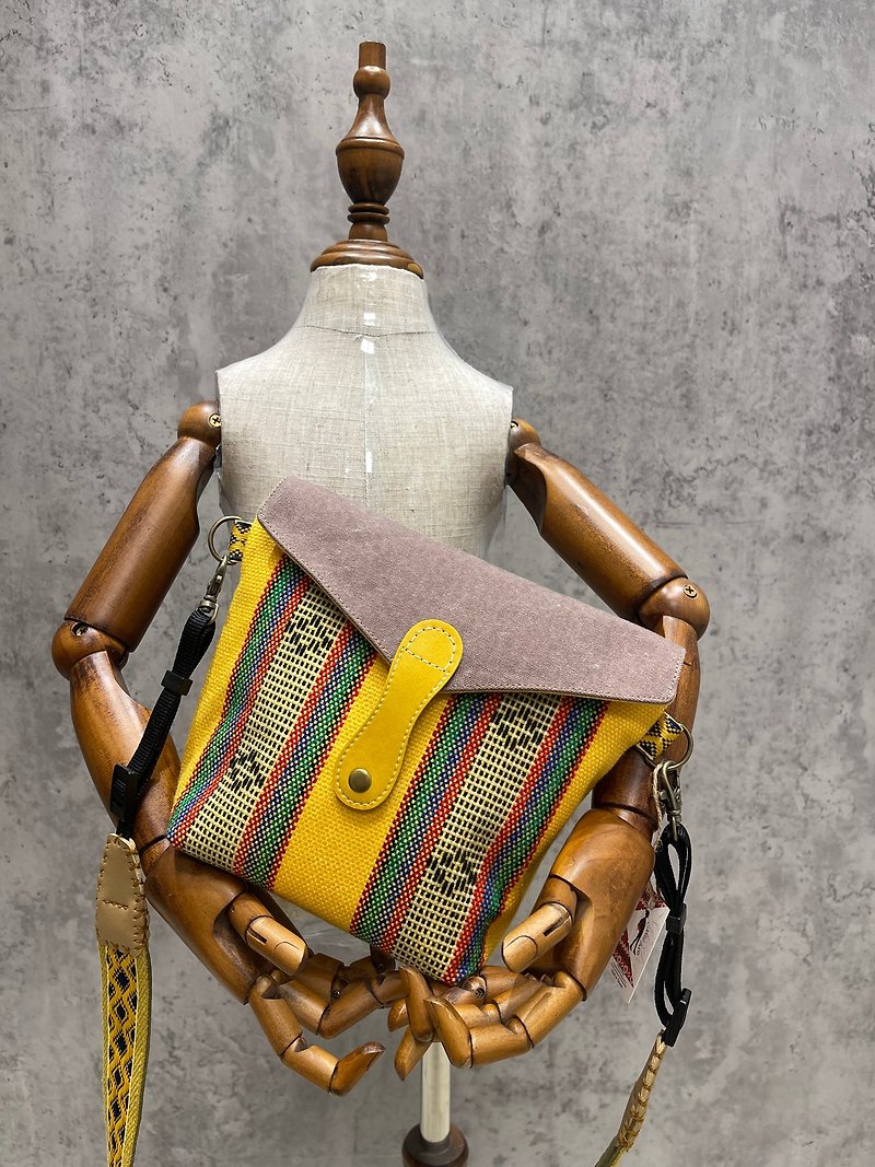 Missbao Handicraft Workshop-Portable multi-purpose bag - Messenger Bags & Sling Bags - Cotton & Hemp Yellow