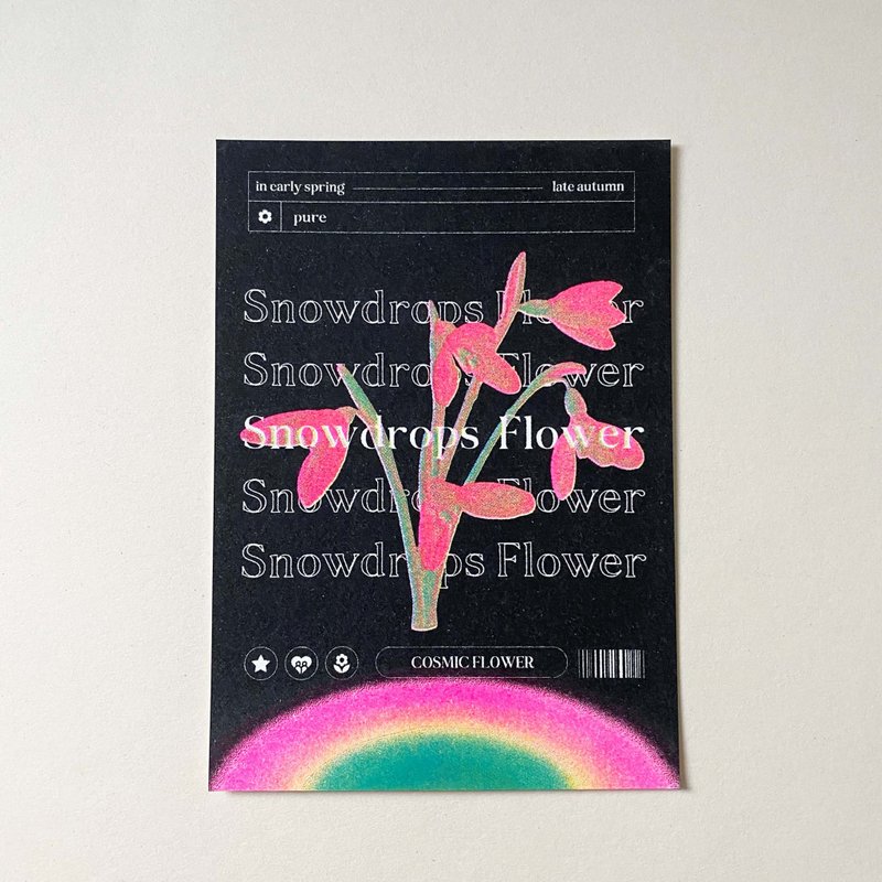 Snowdrops flower cosmic flower perforated cool card postcard - Cards & Postcards - Paper 