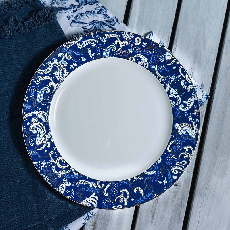 All blue bone china 10.5-inch dinner plate - จานและถาด - เครื่องลายคราม 