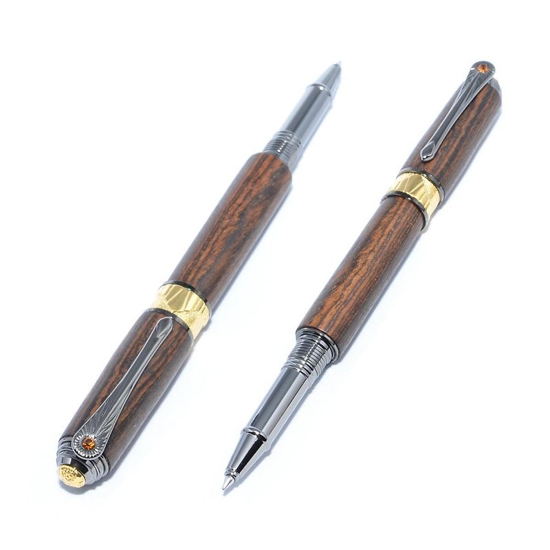 Art Deco Wooden Rollerball Pen (Bocote, Black Titanium + 22k Gold plating) ADR-BT22G-BO