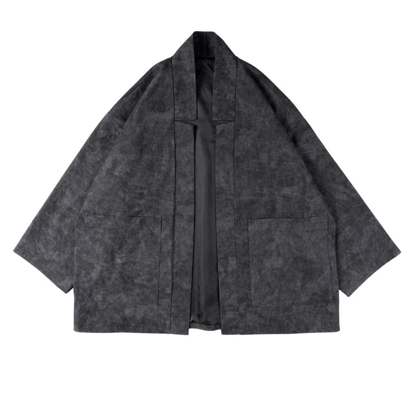 【神海紋 墨湮】原創日系手作改良式羽織夾克外套 - 男夾克/外套 - 棉．麻 