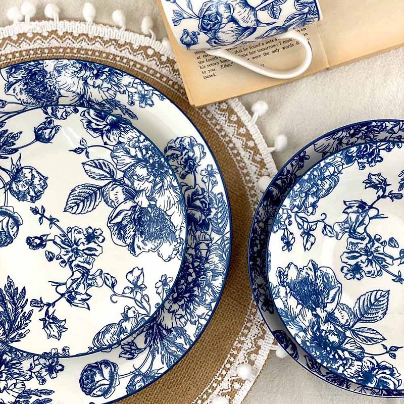 藍花-歐式餐盤 - 碗 - 瓷 藍色