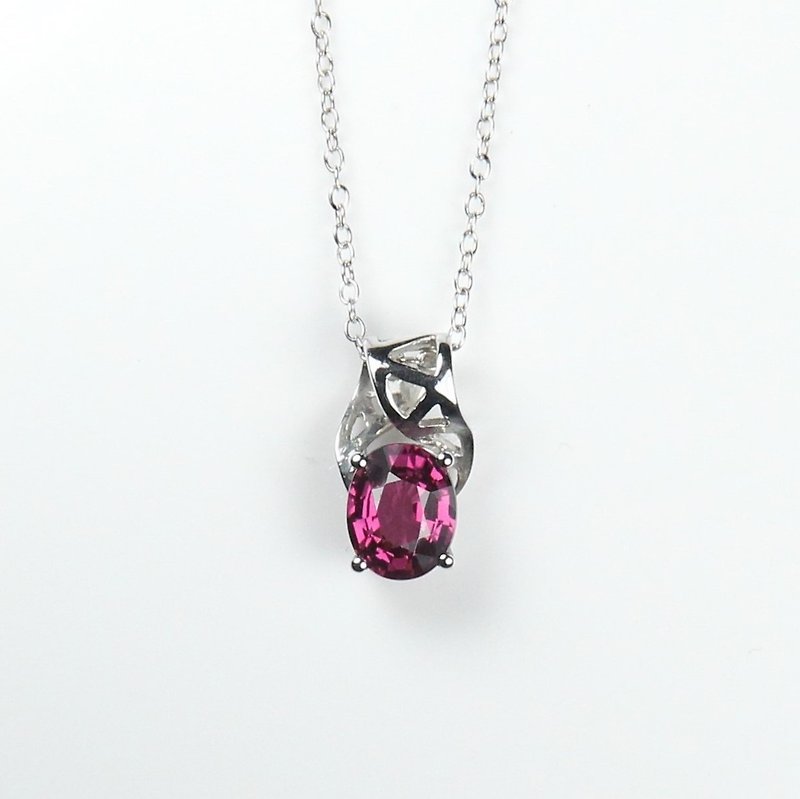 1.79 carat pink purple garnet necklace iron aluminum garnet natural colored gem custom design - Necklaces - Gemstone Purple