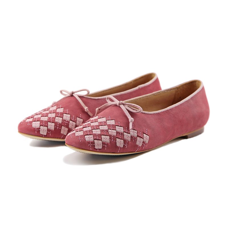 Leather ballet flats PLAYGAME W1059 Burgundy - Mary Jane Shoes & Ballet Shoes - Genuine Leather Pink