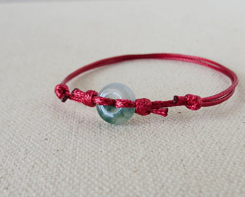 Benming Year [Peace, Ruyi] Ping An Jadeite Korean Wax Thread Bracelet*AGF-17*Lucky, ward off evil - Bracelets - Gemstone Multicolor