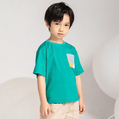 BIR自然棉麻品牌服飾 【出清優惠】 口袋拚色棉T 綠/藍