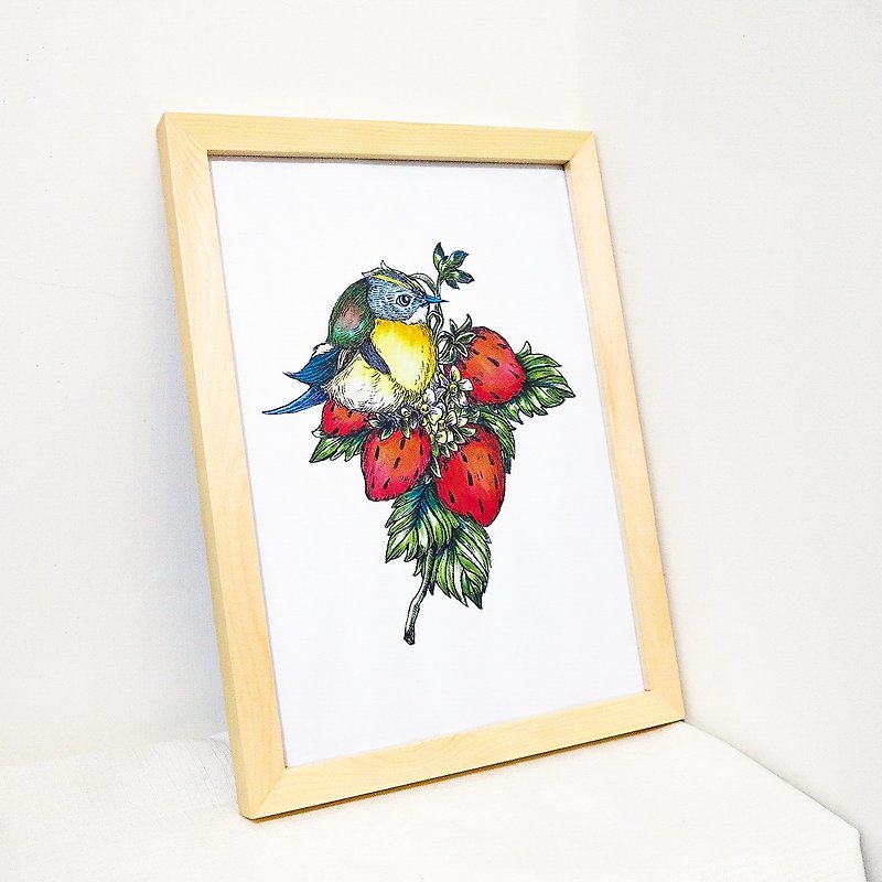 (Hankuang) copy of original hand-painted art painting - Strawberry chirp - Posters - Paper Red