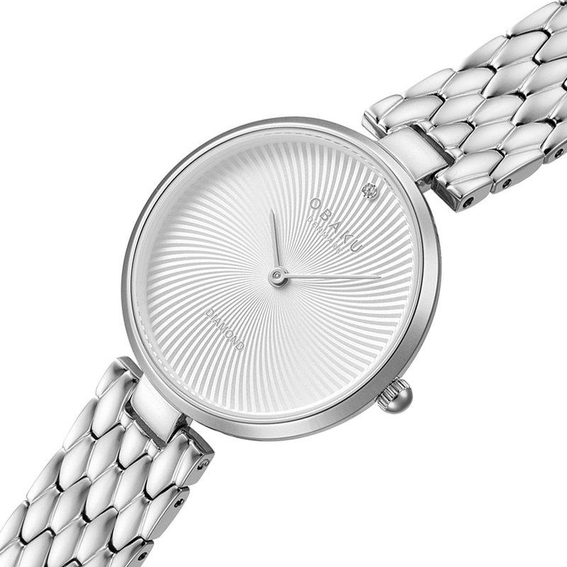 OBAKU 渦旋幾何經典腕錶-銀X白-V256LXCISC-33mm - 女錶 - 不鏽鋼 多色