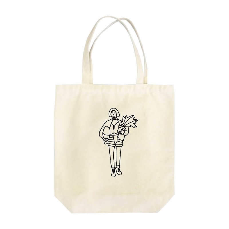 Mathilda #4 Tote Bag - Handbags & Totes - Cotton & Hemp White